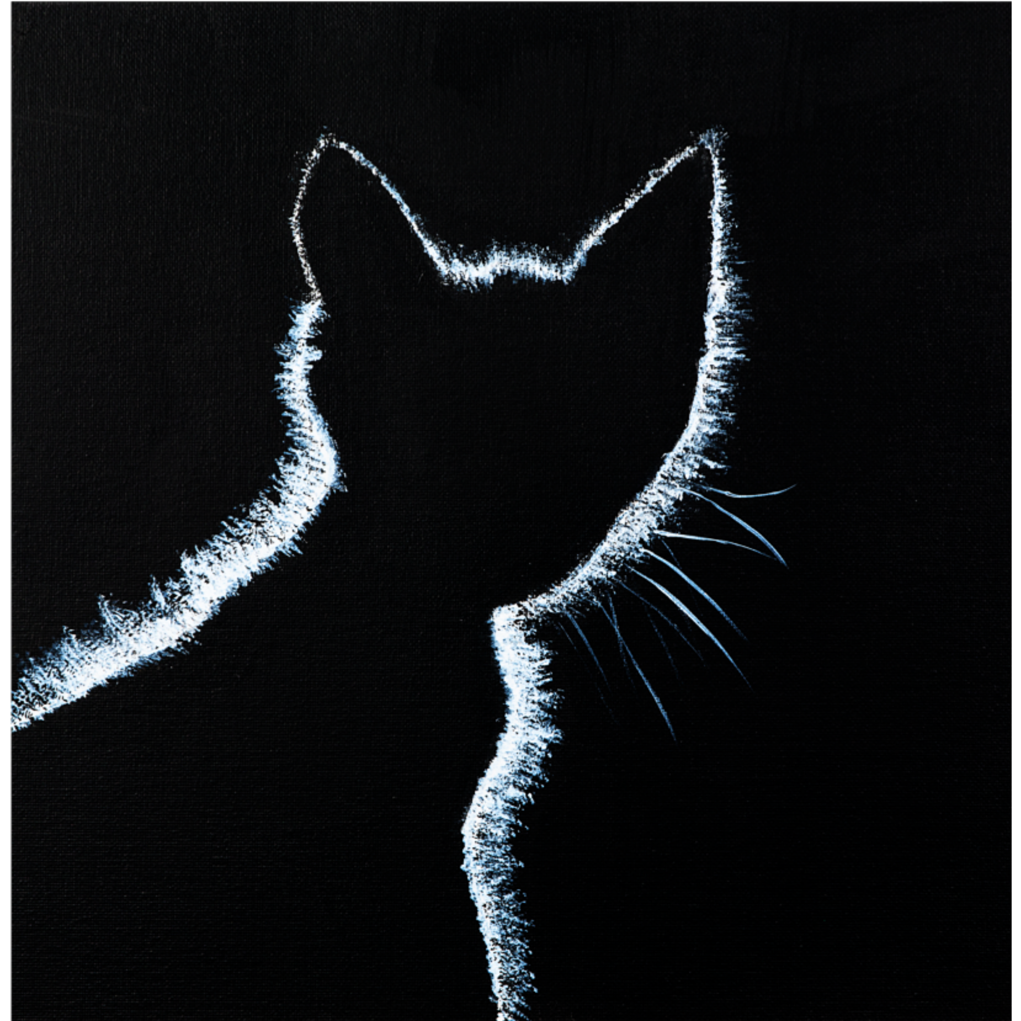 Original Acrylic Cat Silhouette Art Card – Luminous Glow