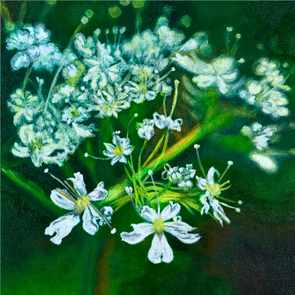 White Blossom Floral Card – Acrylic Painting Design