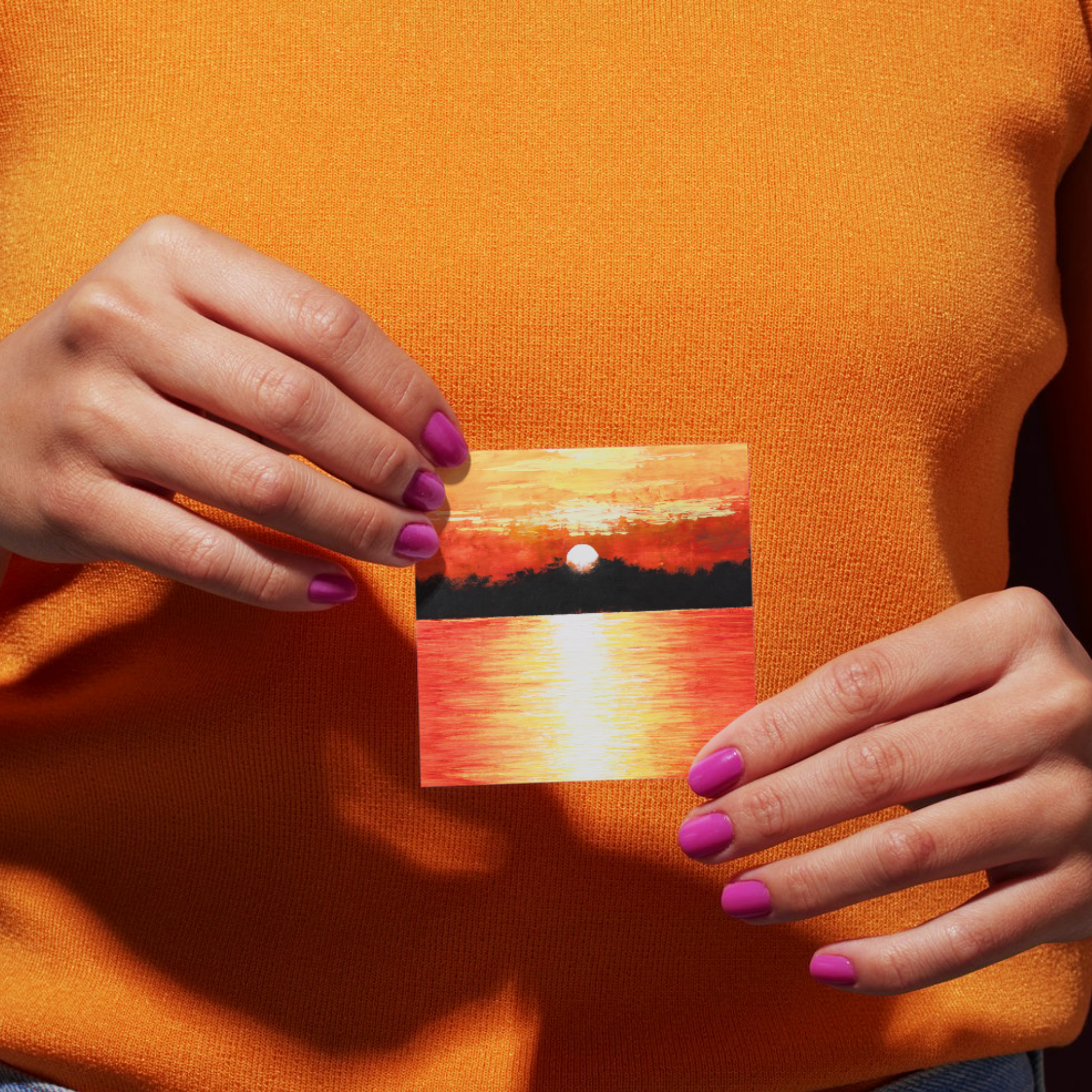 Sunset Glow Landscape Card – Acrylic Painting Design