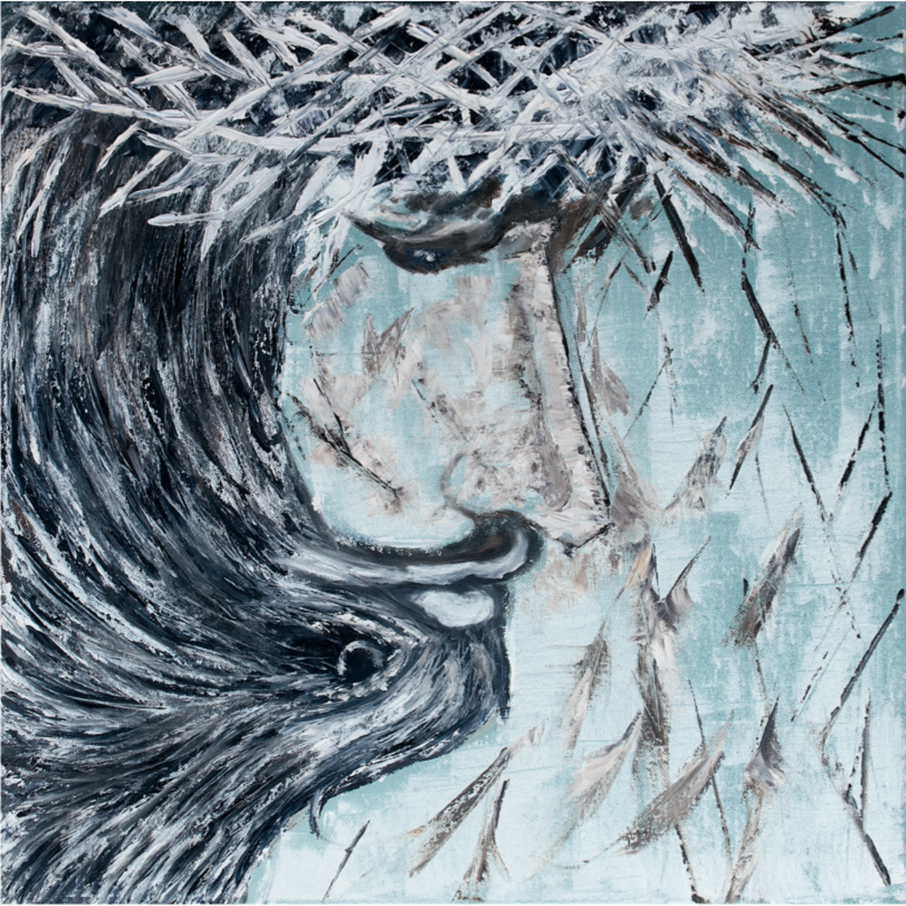 Eagle & Christ Illusion — Original Acrylic Painting Card | Hidden Crown of Thorns Art