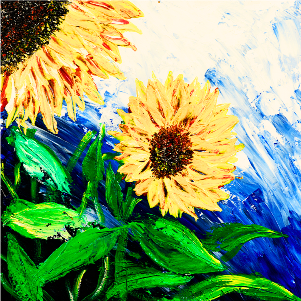 Sunlit Bloom Floral Card – Acrylic Painting Design