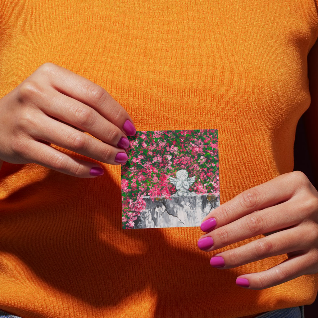 Angel in Bloom Landscape Card – Acrylic Painting Design