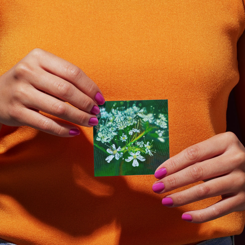 White Blossom Floral Card – Acrylic Painting Design