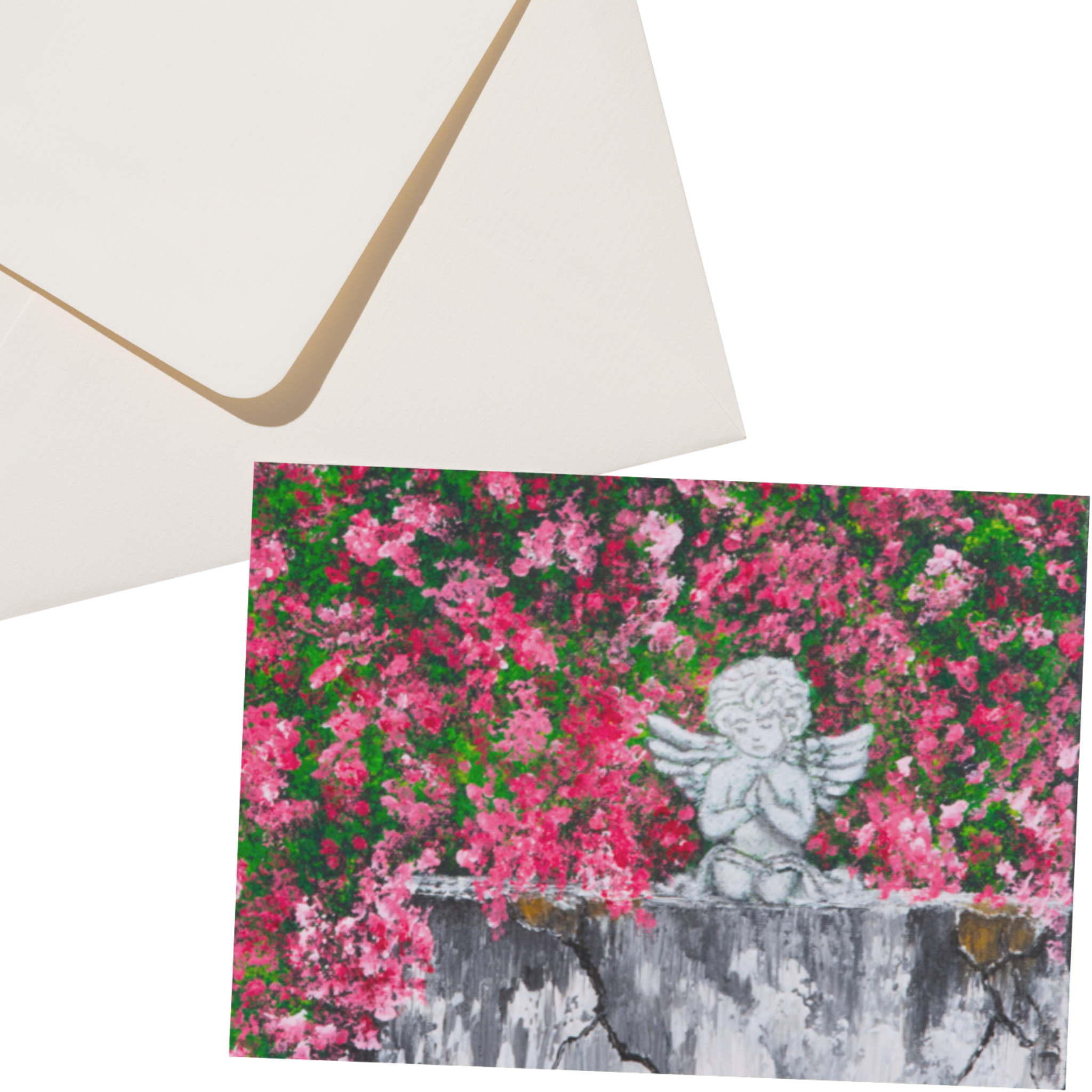 Angel in Bloom Landscape Card – Acrylic Painting Design