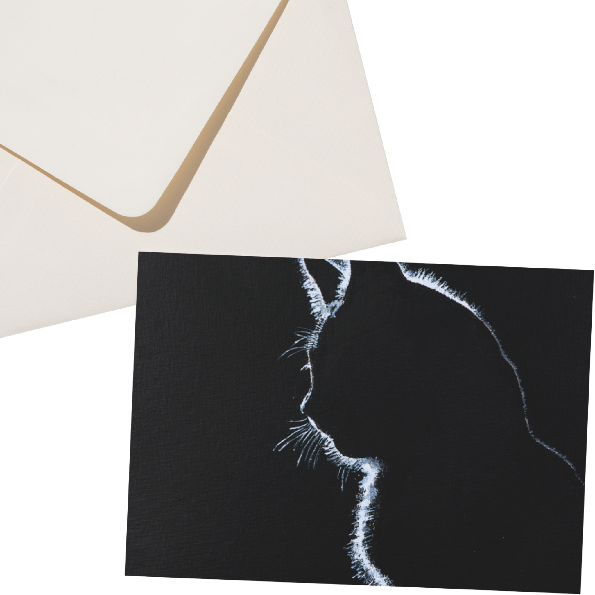 Original Acrylic Cat Silhouette Art Card – Glowing Profile