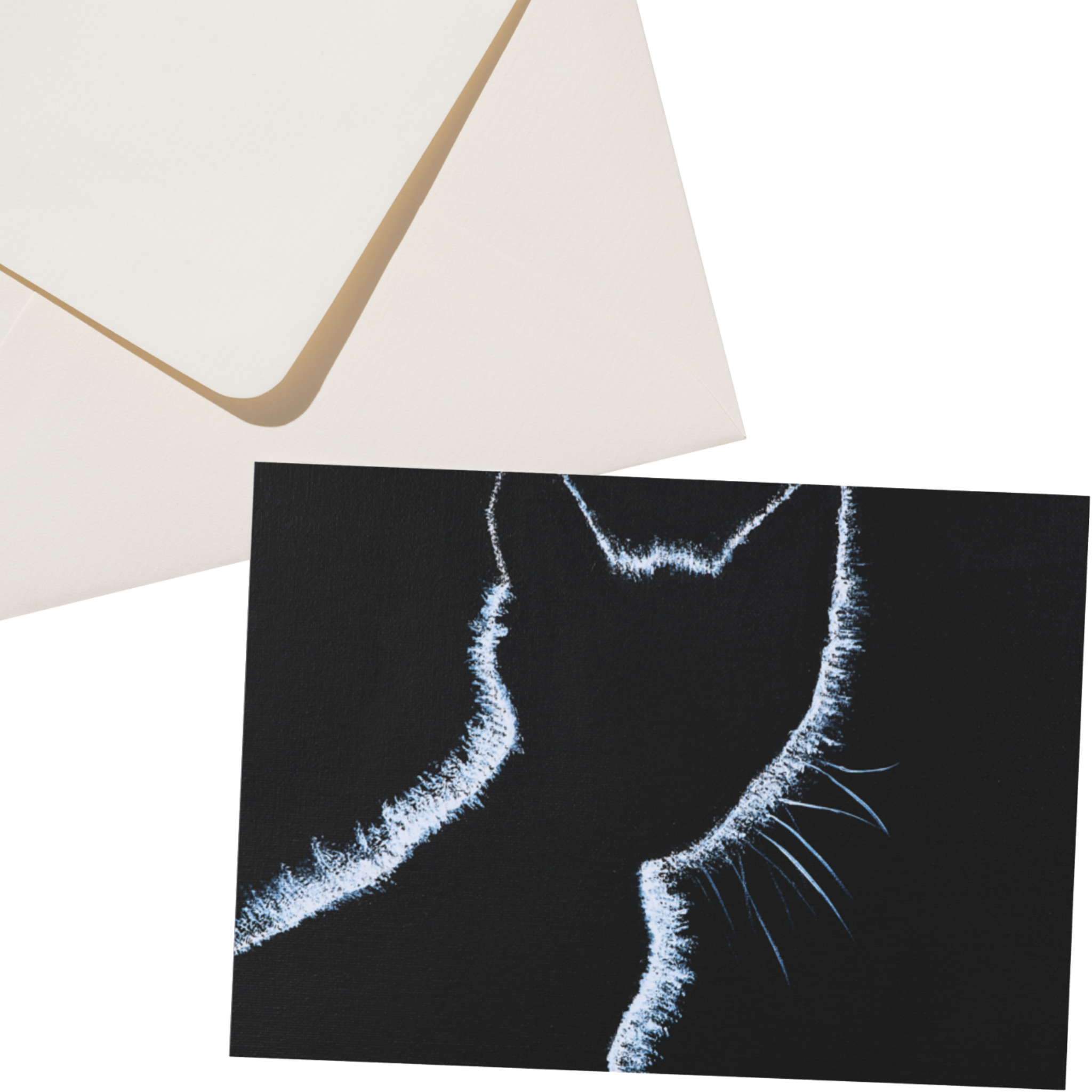 Original Acrylic Cat Silhouette Art Card – Luminous Glow