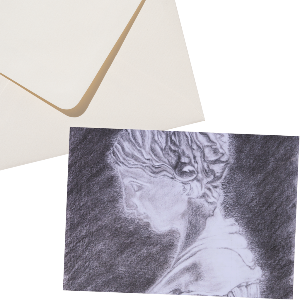 Classical Female Bust – Charcoal Portrait Drawing Art Greeting Card
