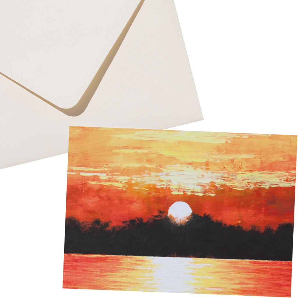 Sunset Glow Landscape Card – Acrylic Painting Design