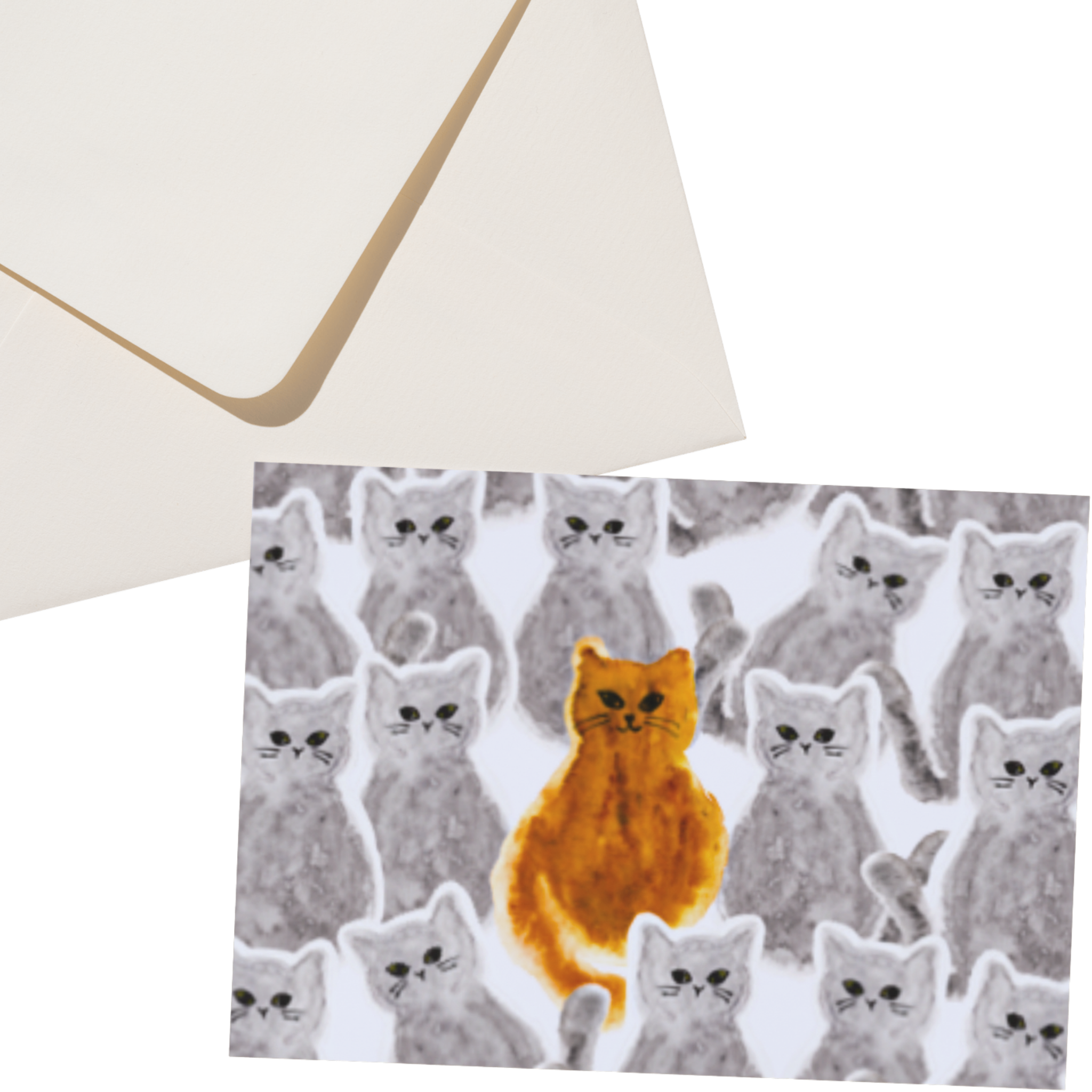Original Watercolor Orange Cat Art Card – Stand Out Boldly