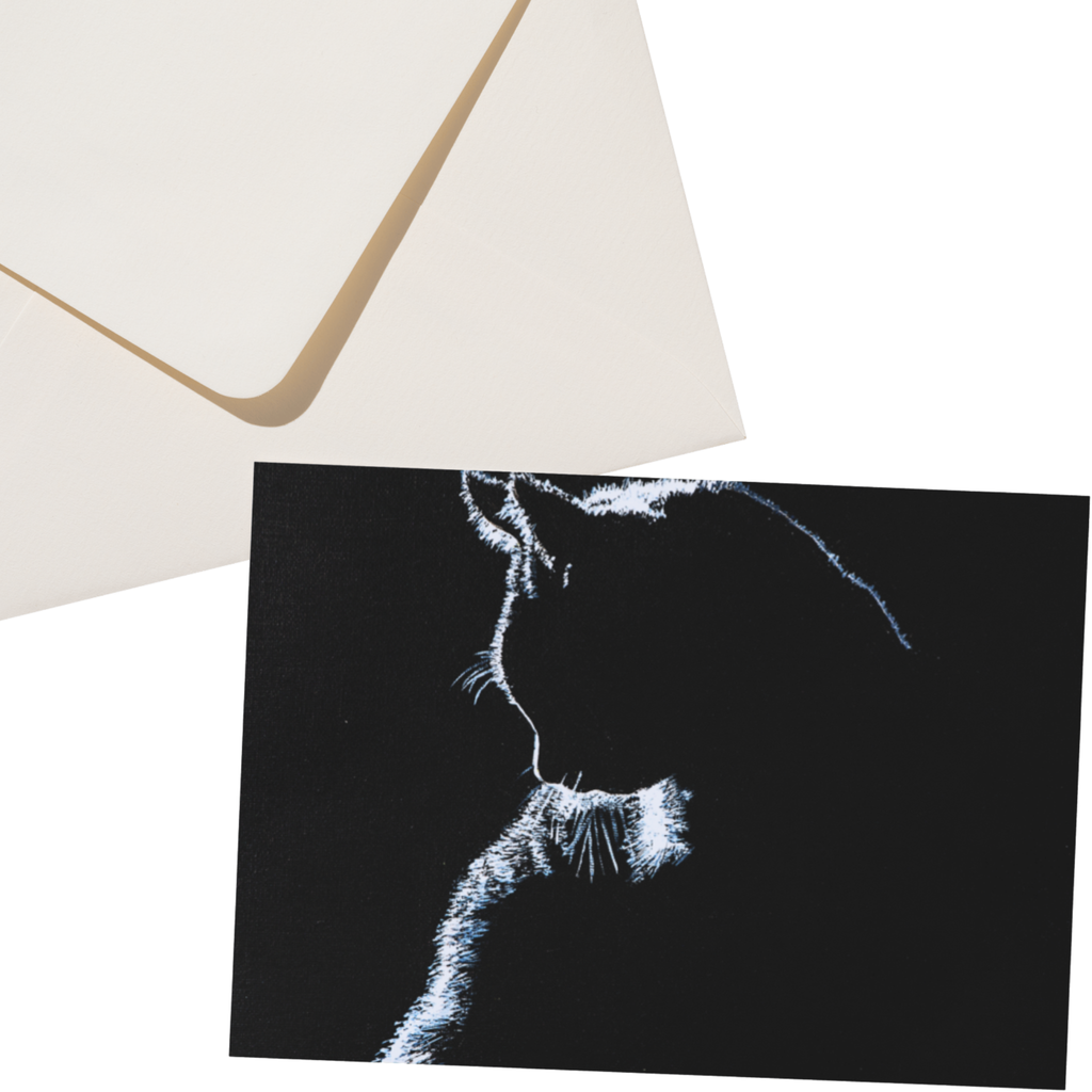 Original Acrylic Cat Silhouette Art Card – Minimalist Contrast