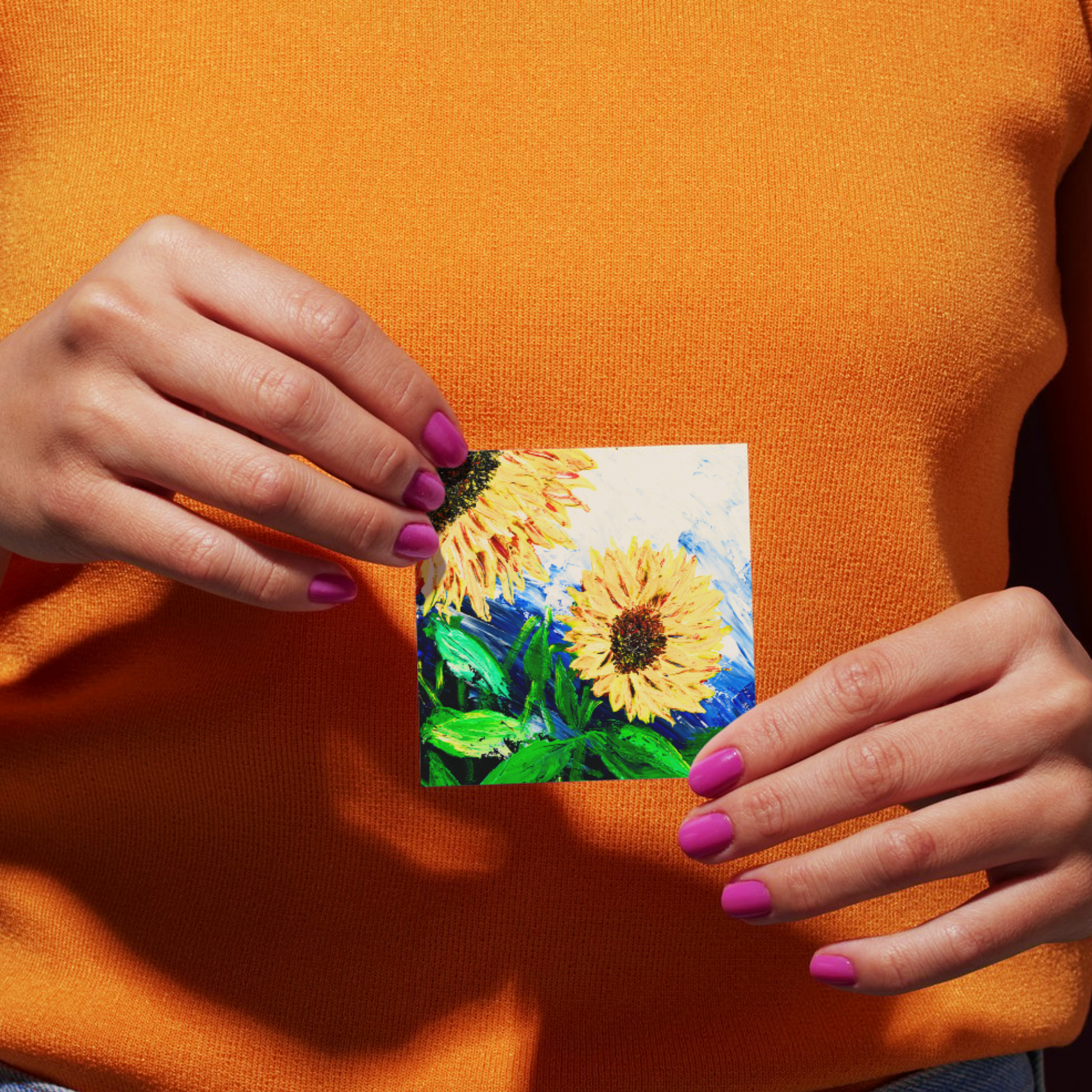 Sunlit Bloom Floral Card – Acrylic Painting Design
