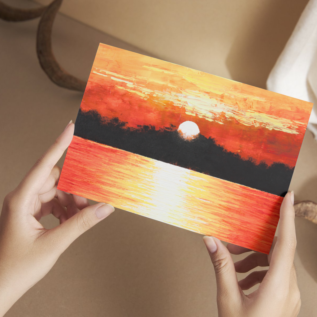 Sunset Glow Landscape Card – Acrylic Painting Design