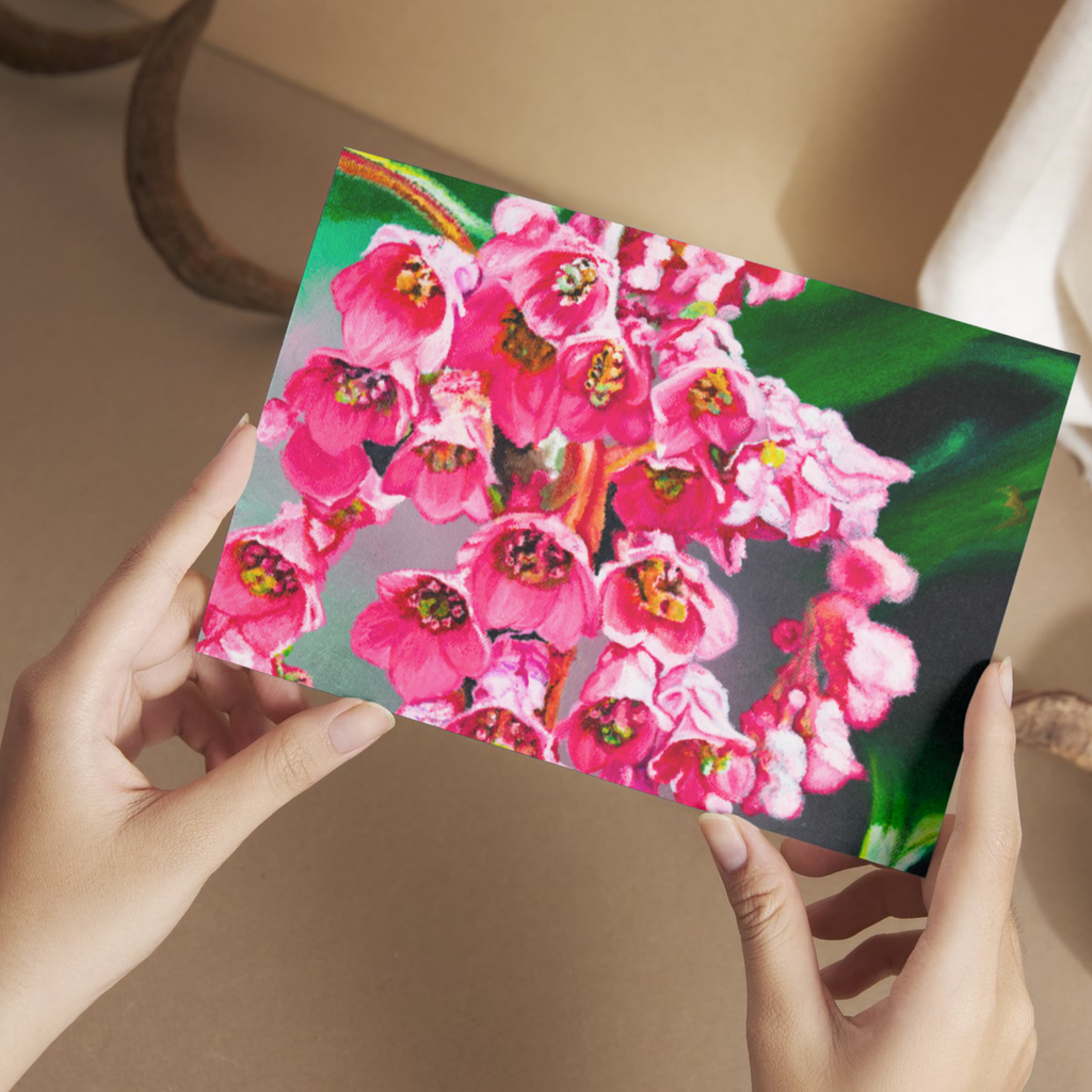 Pink Cluster Floral Card – Acrylic Painting Design
