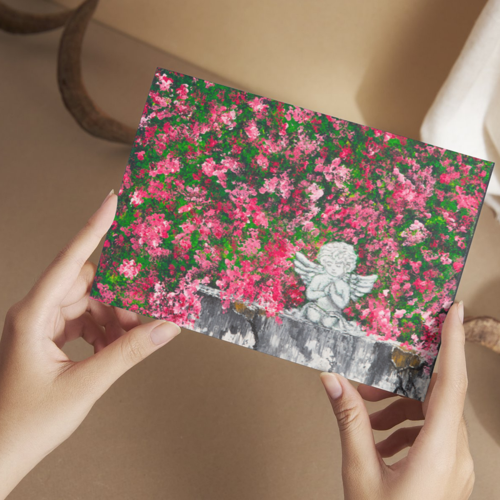 Angel in Bloom Landscape Card – Acrylic Painting Design