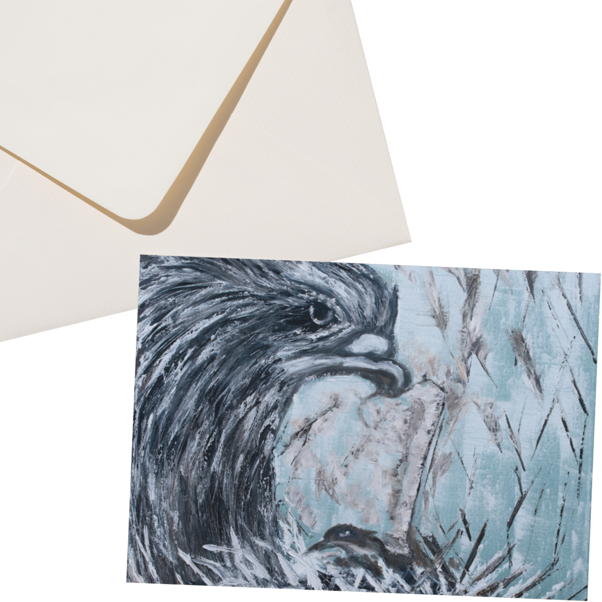 Eagle & Christ Illusion — Original Acrylic Painting Card | Hidden Crown of Thorns Art