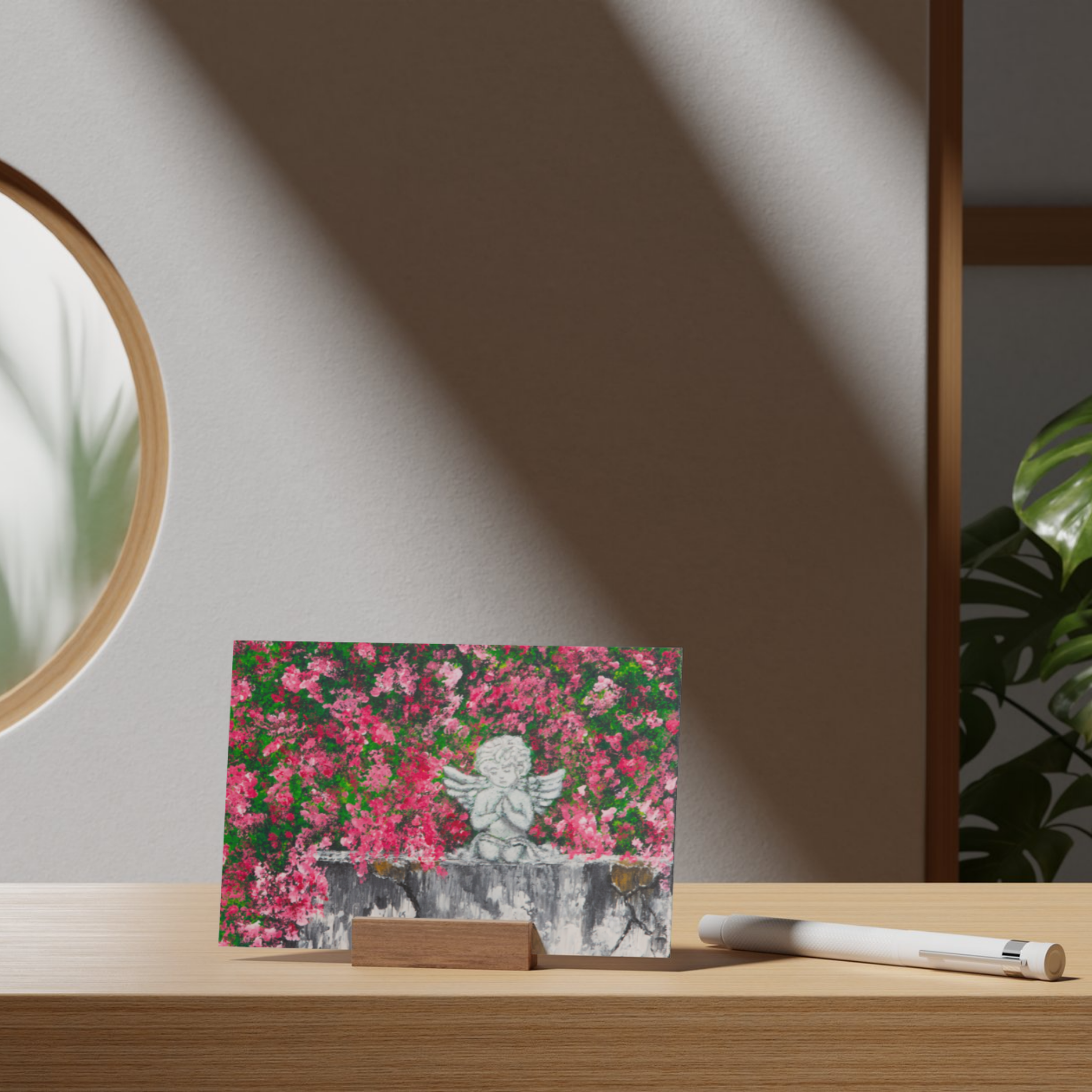 Angel in Bloom Landscape Card – Acrylic Painting Design