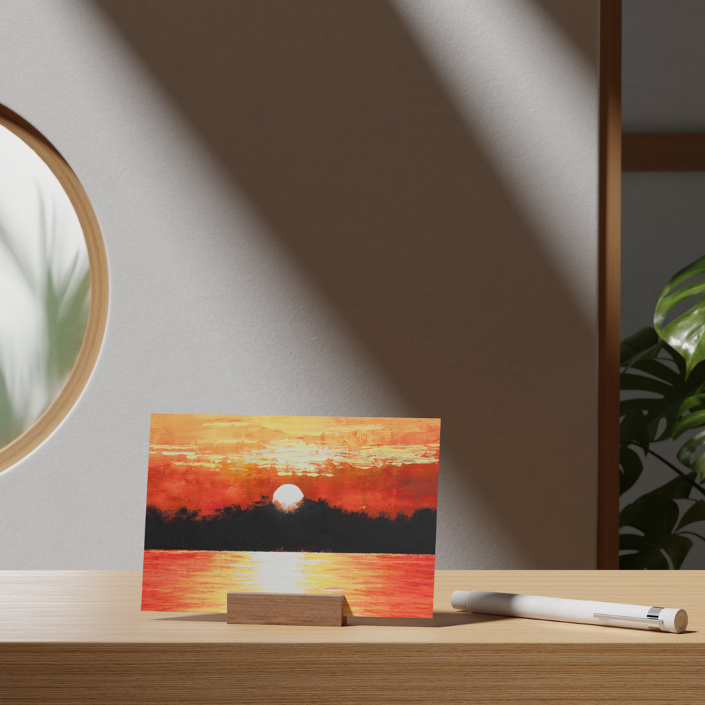 Sunset Glow Landscape Card – Acrylic Painting Design