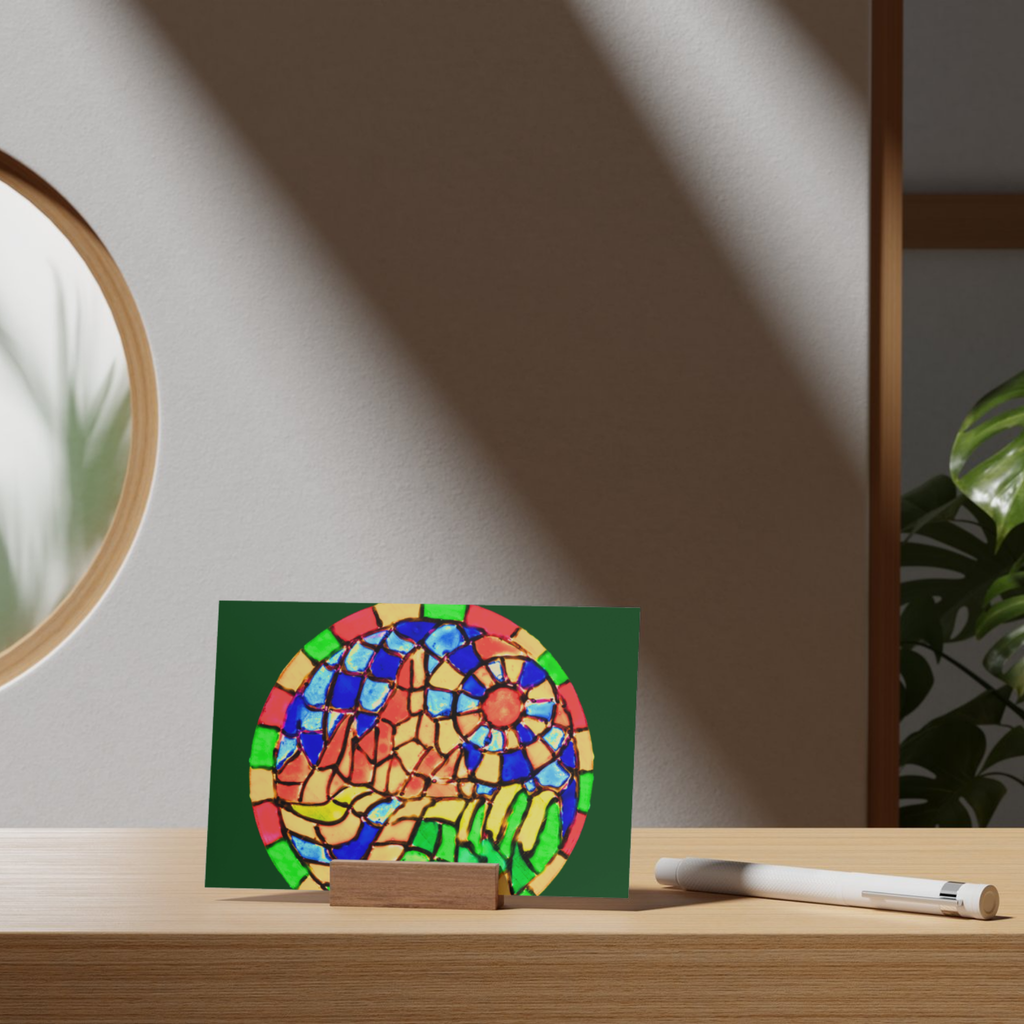 Stained Glass Mountain Landscape — Original Acrylic Painting Card | Scenic Nature Art Gift