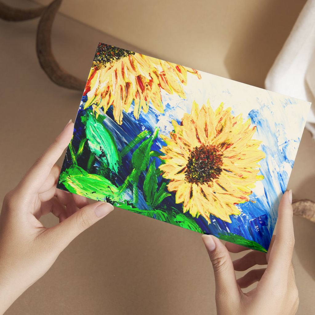 Sunlit Bloom Floral Card – Acrylic Painting Design