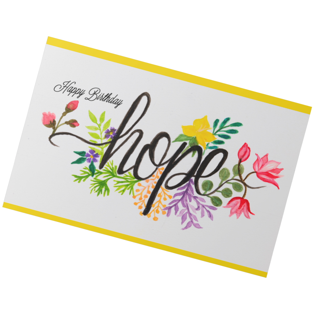 Hope Birthday Card – Floral Line & Wash Design