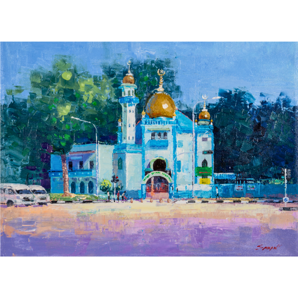 Malabar Mosque Singapore Canvas Print – A3 Cultural Landmark Wall Art