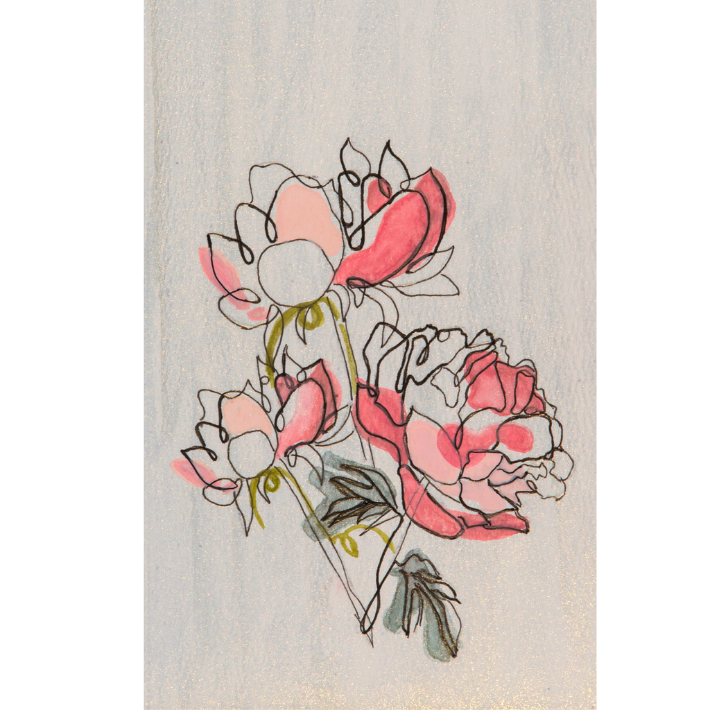 Modern Peony Mug – Line & Watercolor Ceramic Coffee Mug