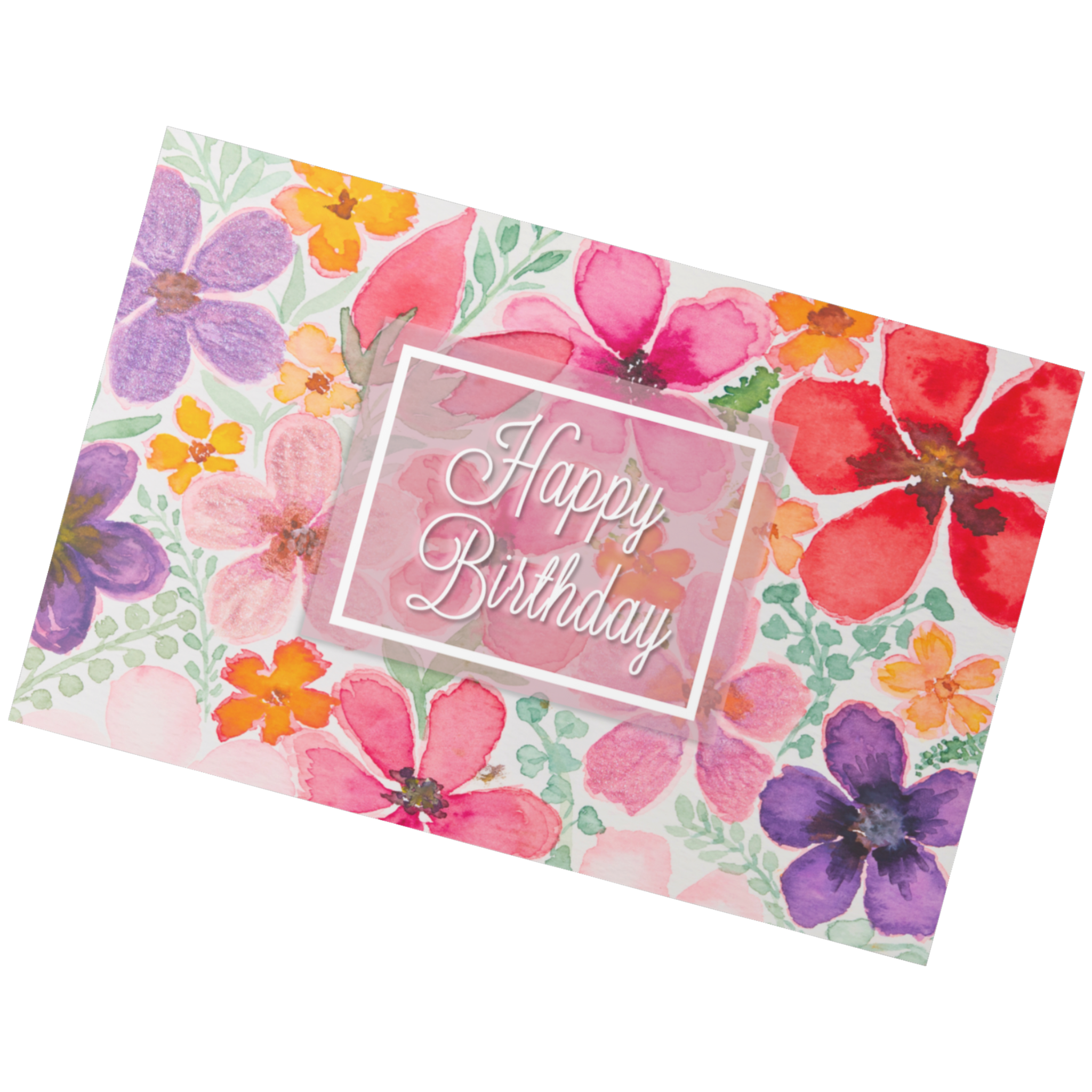 Vibrant Bloom Birthday Card – Watercolour Floral Design