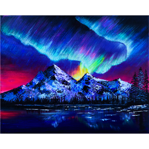 Aurora Borealis Landscape Card – Acrylic Painting Design