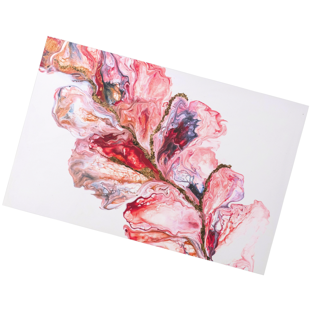 Golden Veins Floral Card – Acrylic Flow Design