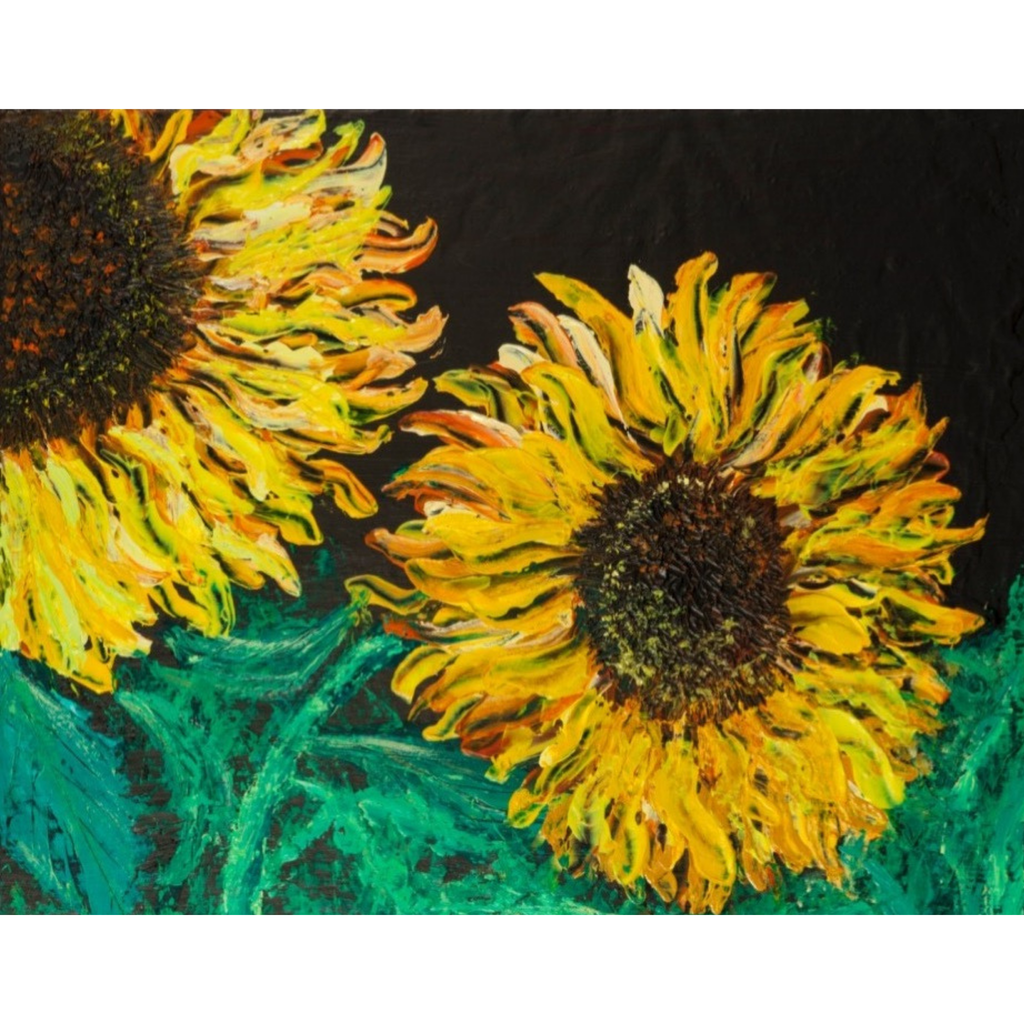 Sunflowers in the Dark Canvas Print – A3 Bold Floral Wall Art