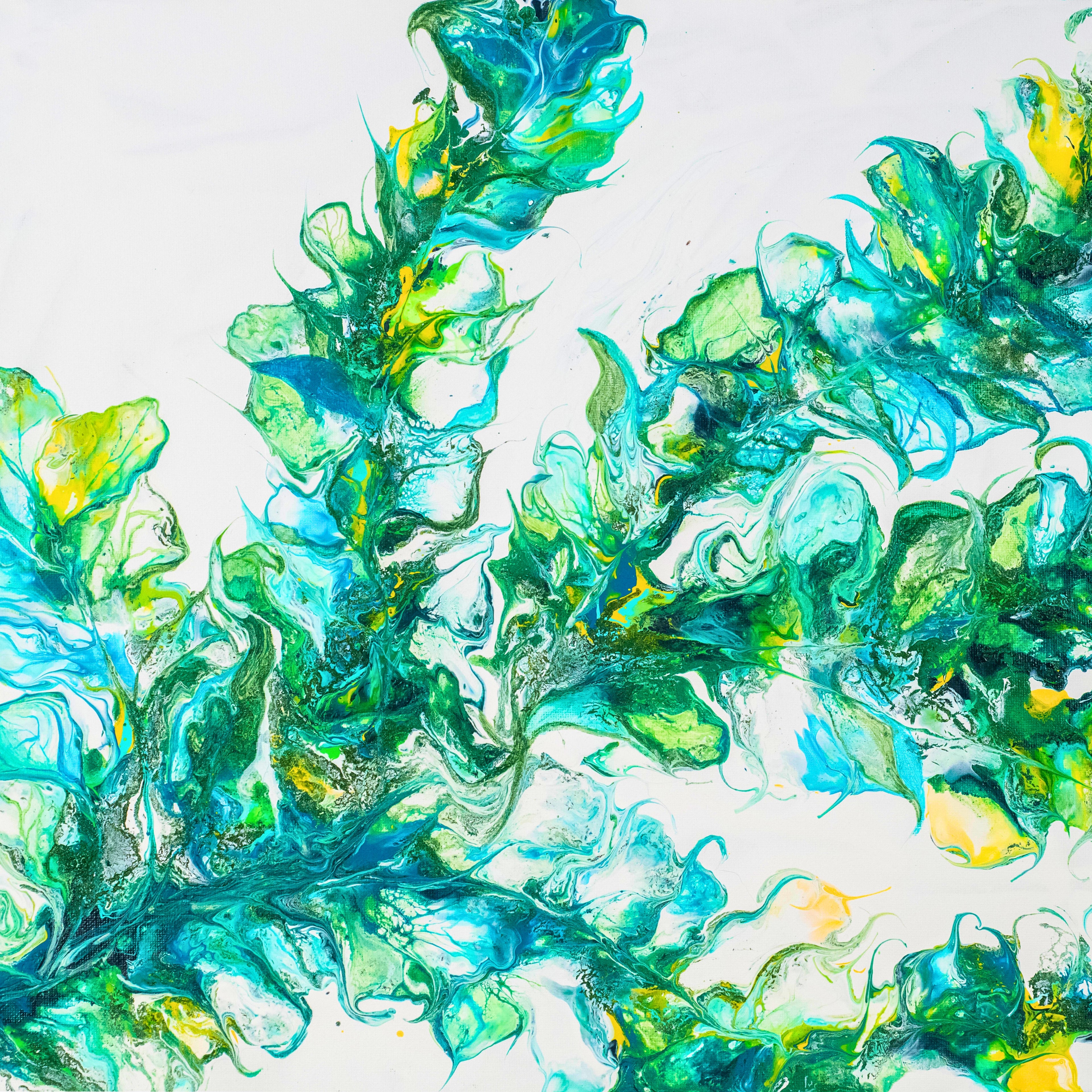 Organic Flow – Abstract Nature Canvas Art in Green & Blue Tones