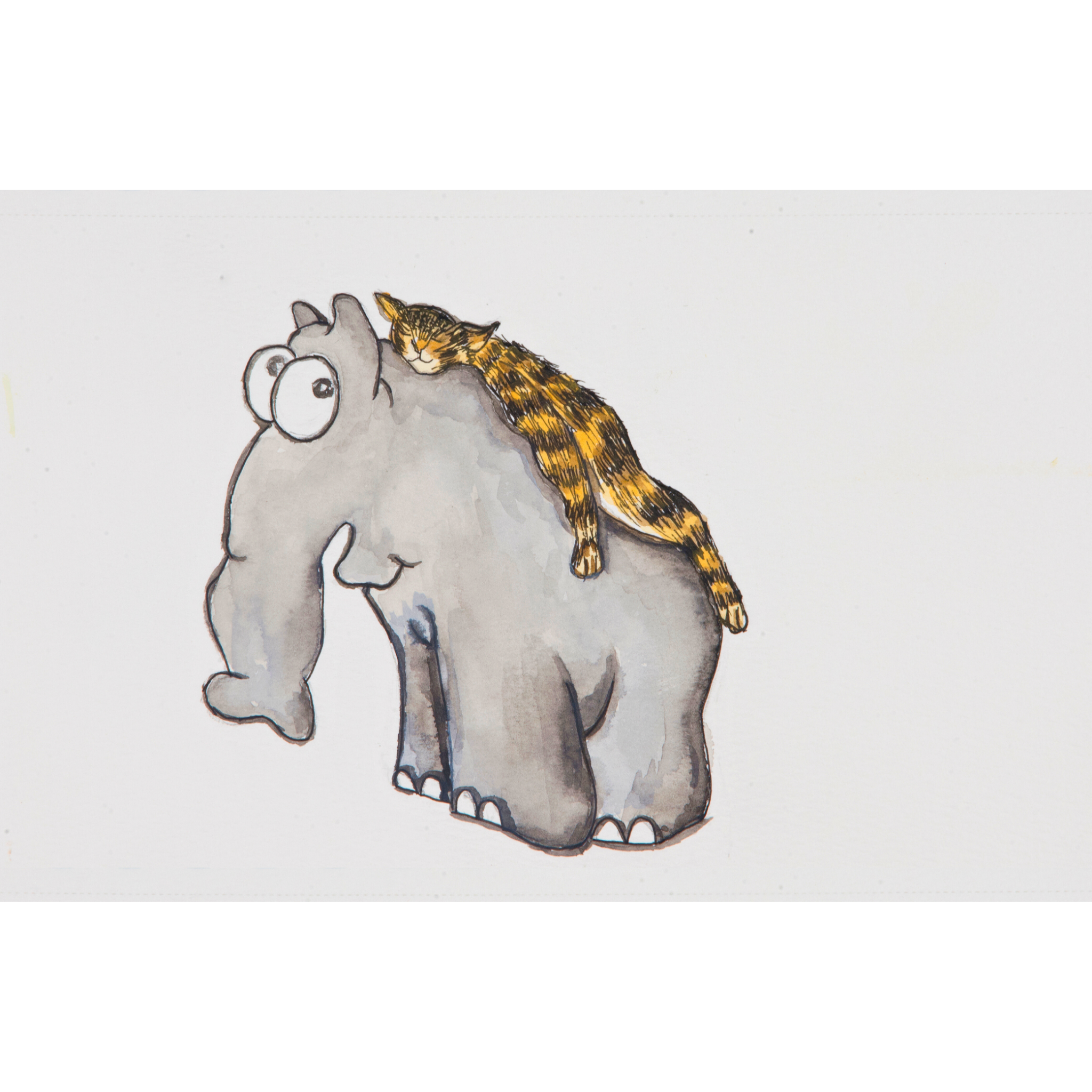 Elephant & Cat Napping Mug – Whimsical Companionship Ceramic Coffee Mug