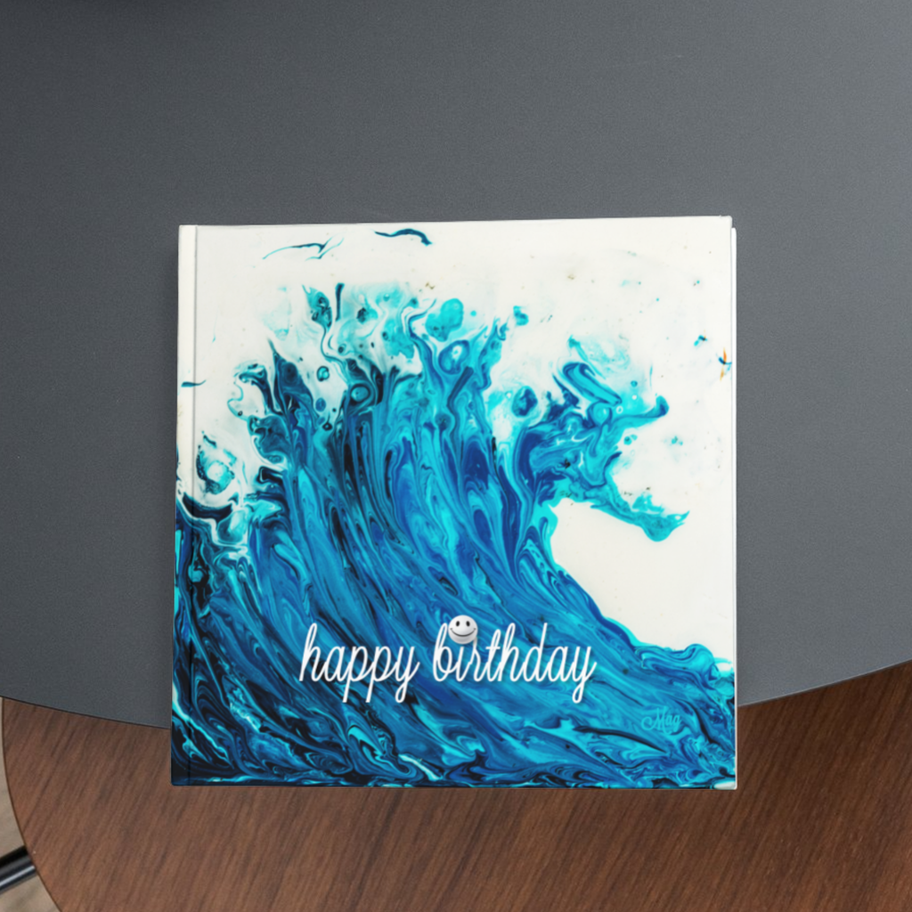 Wave Joy Card – Happy Birthday Greeting Card with Acrylic Flow Ocean Wave & Smiley Detail
