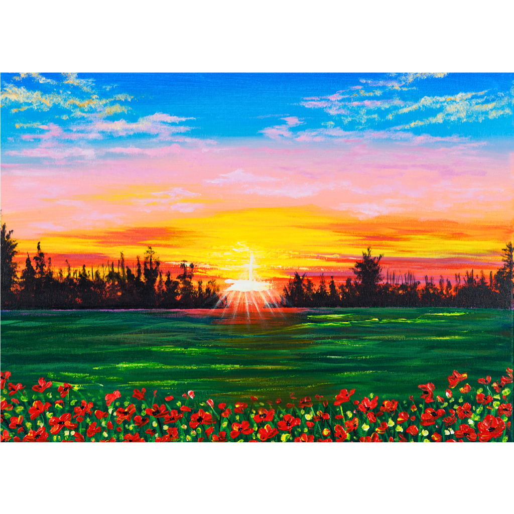 Sunset Field Canvas Print – A3 Romantic Landscape Wall Art