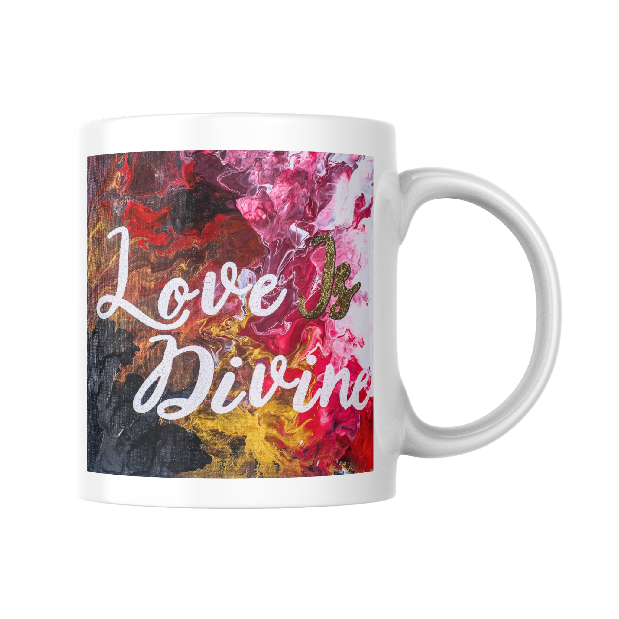 Love Is Divine Mug – Ceramic Mug with Abstract Art & Spiritual Message