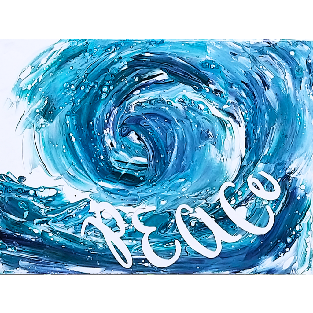 Original Acrylic Pour Wave Art Card – Ocean Peace