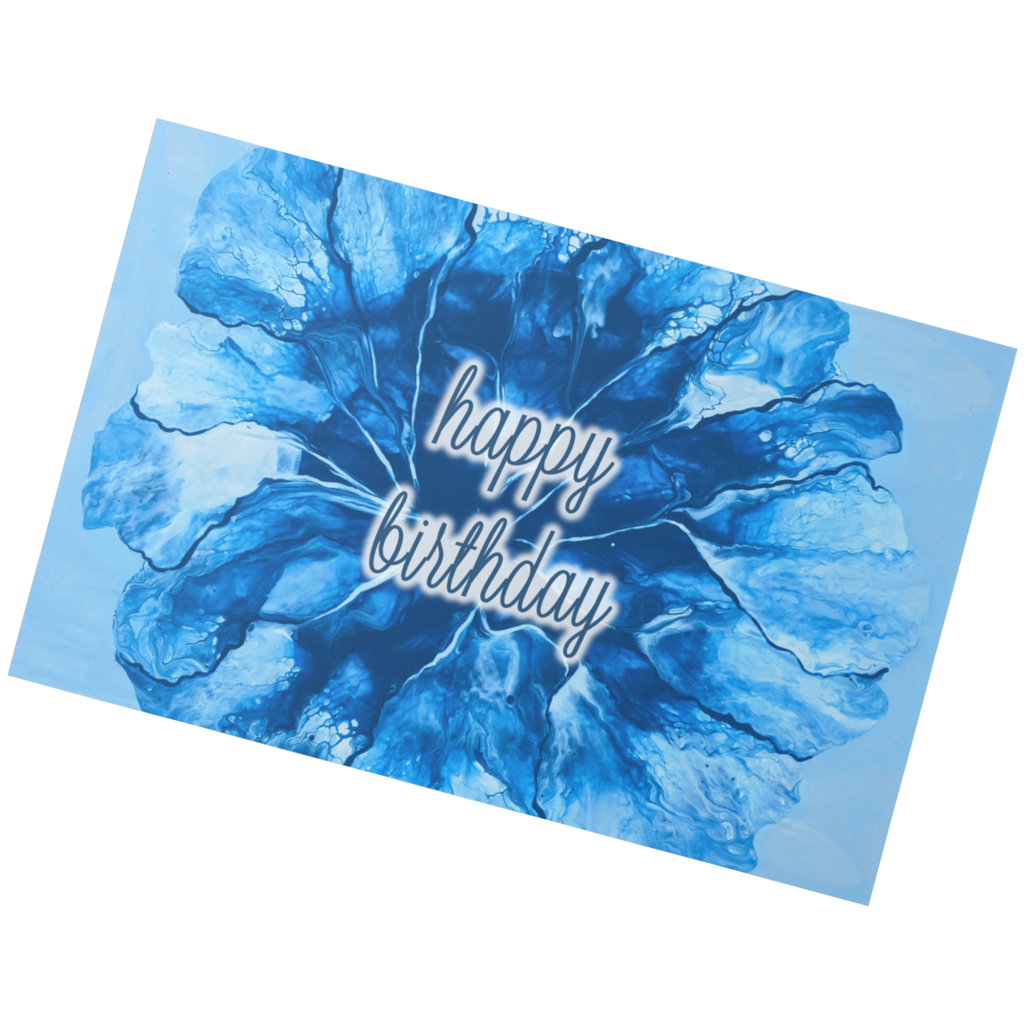 Blue Burst Birthday Card – Abstract Design