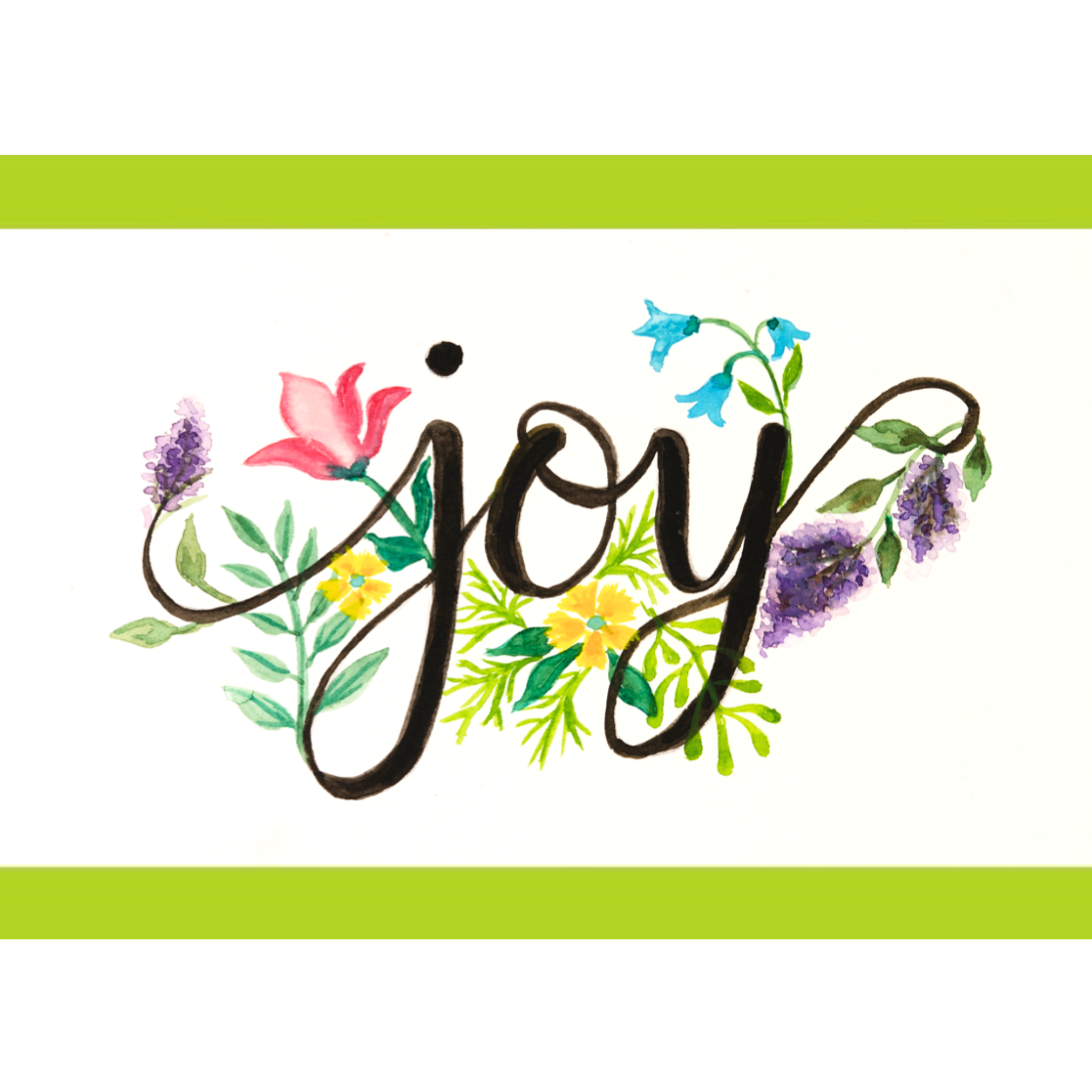 Joy Floral Card – Watercolor Illustration Design