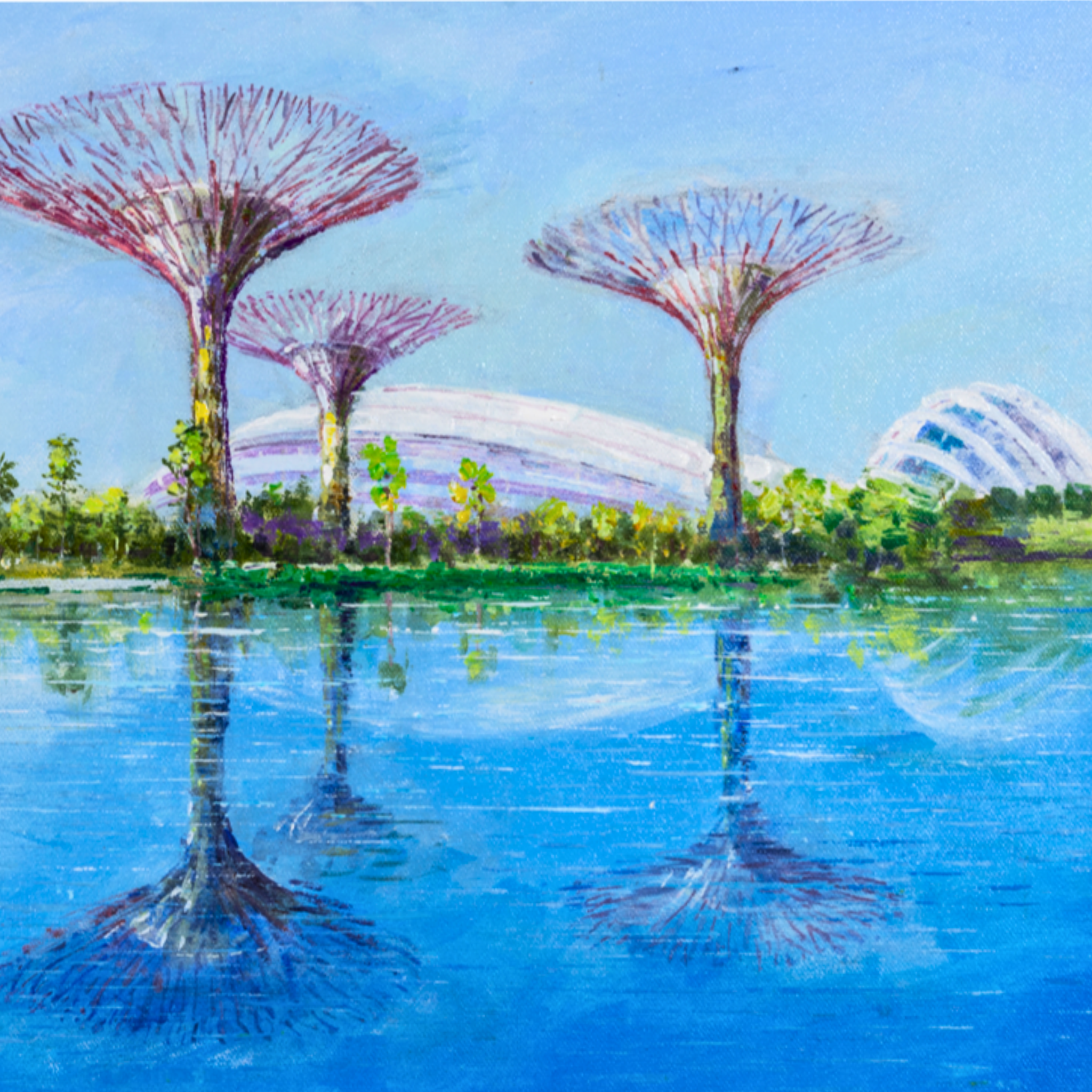 Supertree Grove at Gardens by the Bay Card – Curated Painting