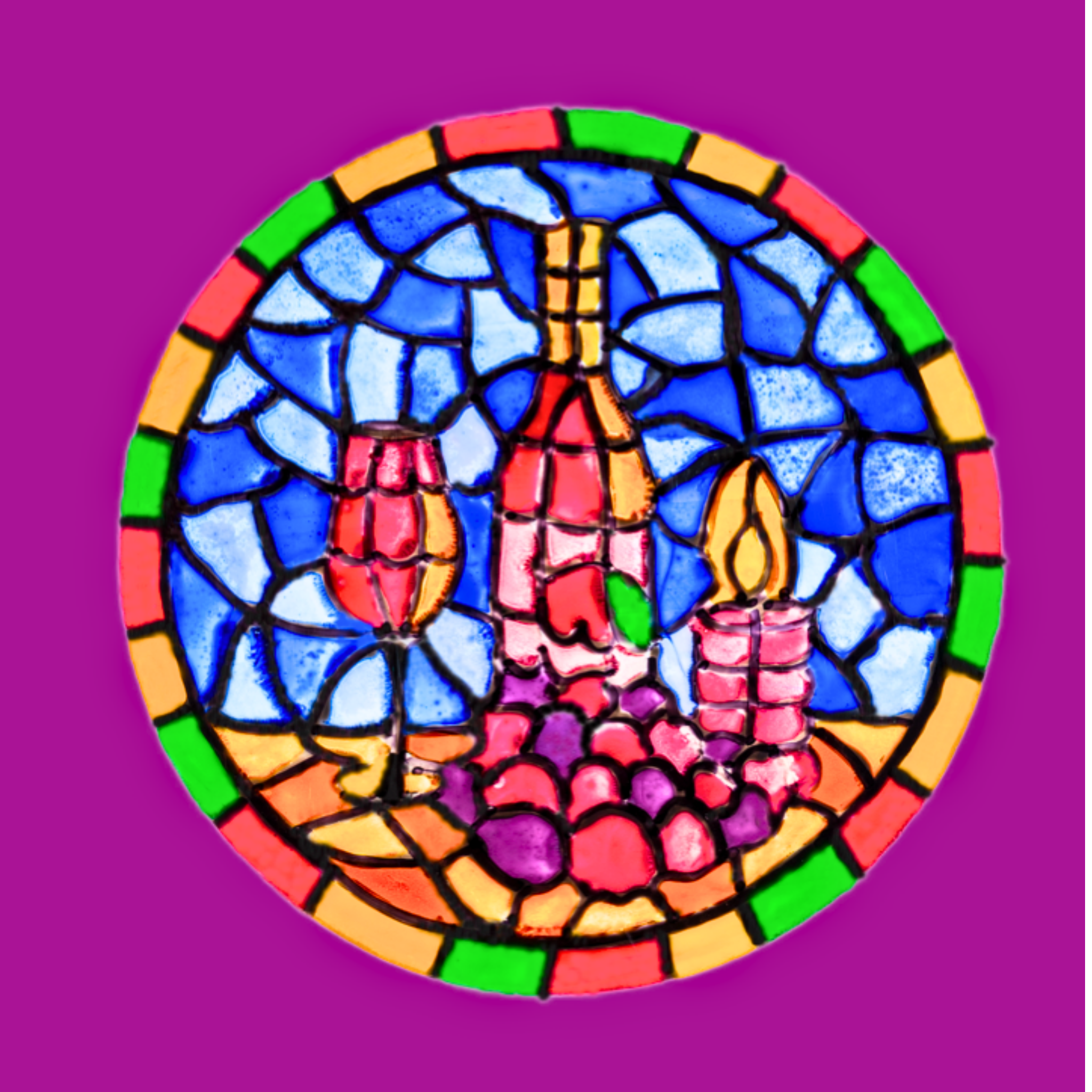 Stained Glass Wine & Candlelight Mug – Elegant Mosaic Ceramic Coffee Mug