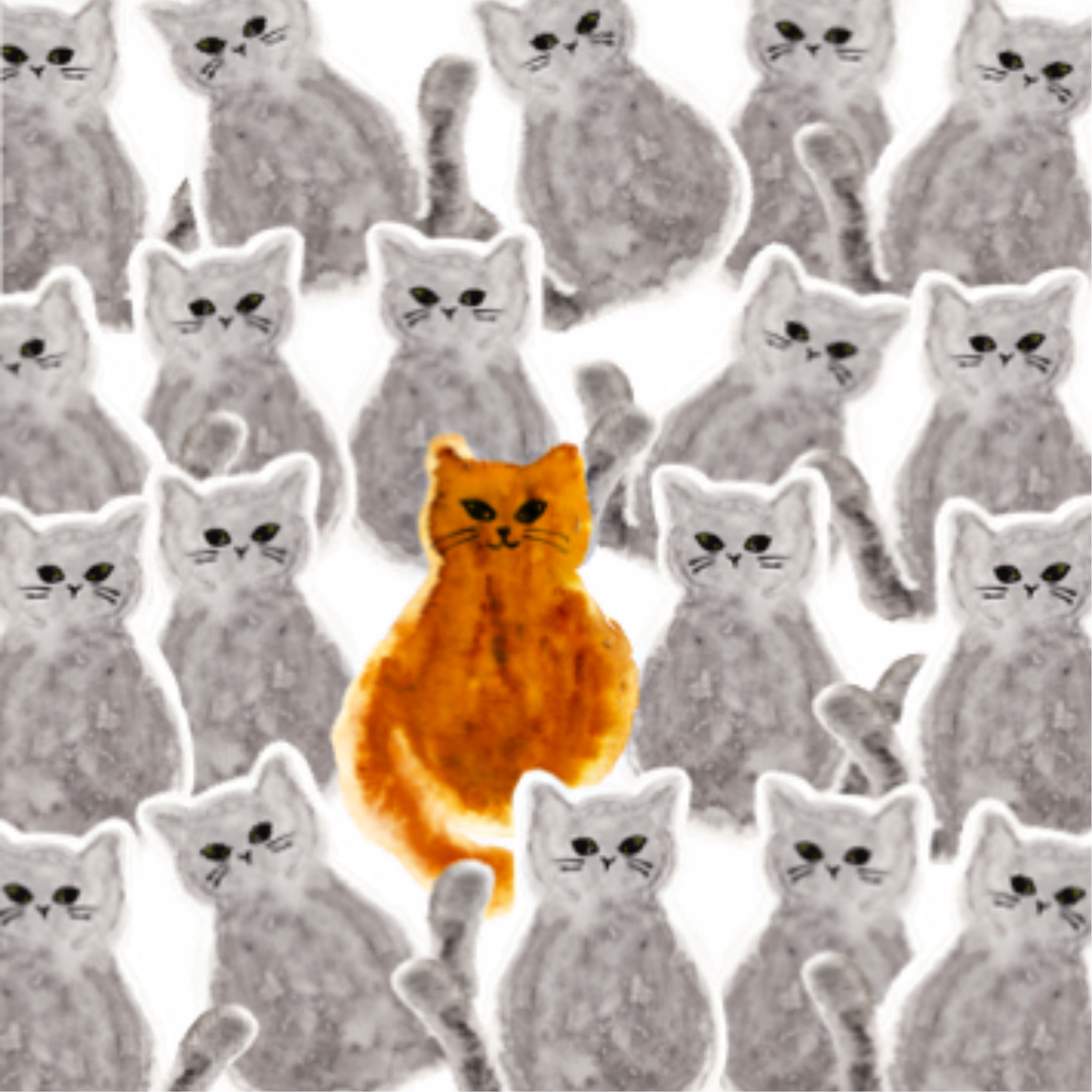 Orange Cat Among Gray Cats Mug – Stand Out Boldly Ceramic Coffee Mug