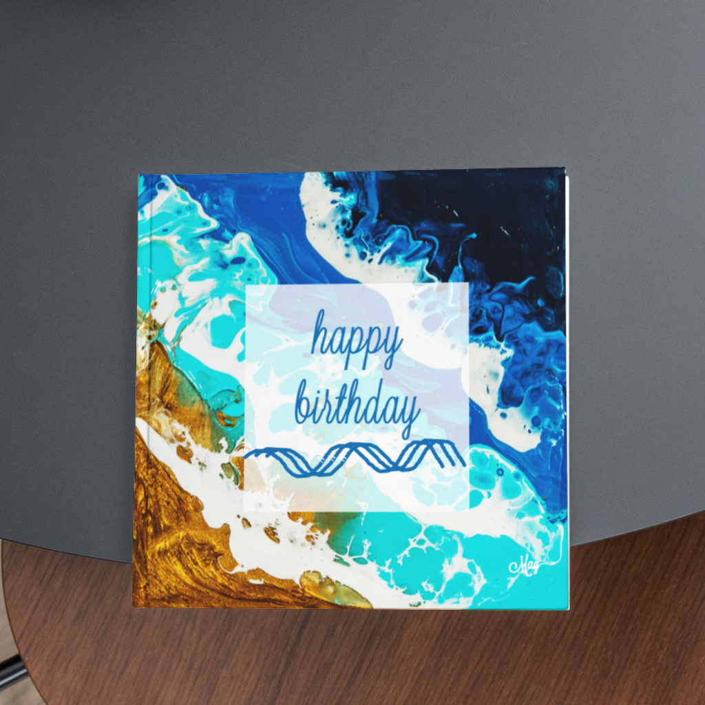 Shoreline Light Card – Happy Birthday Greeting Card with Acrylic Pour Sea Shore Waves