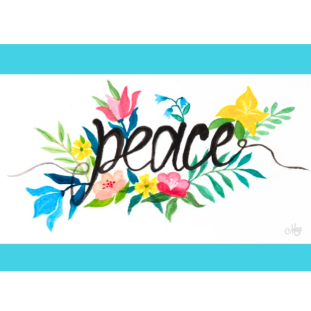 Peace Floral Card – Watercolor Illustration Design