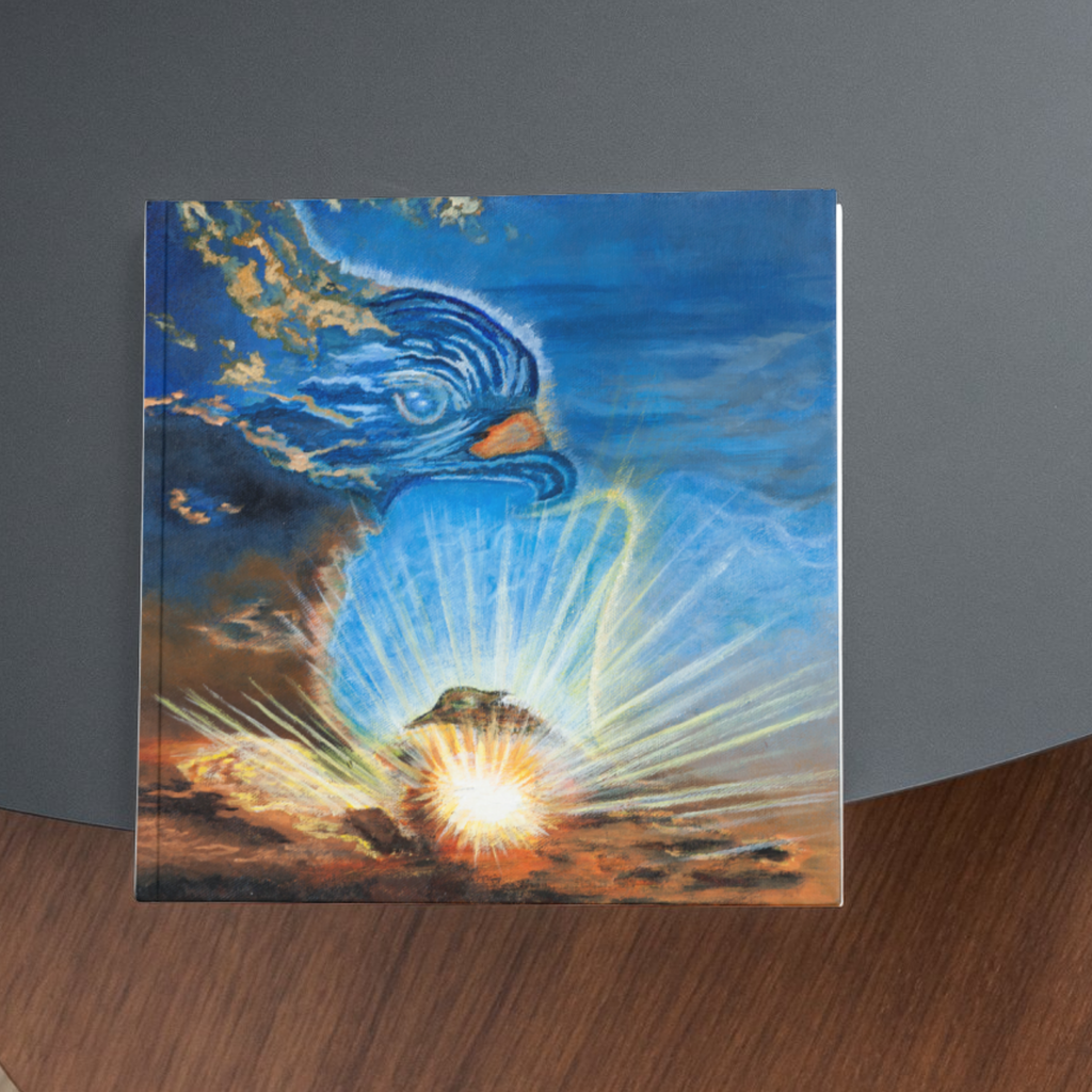 Messenger in the Sky Card – Greeting Card with Surreal Cloud Bird & Radiant Light Artwork