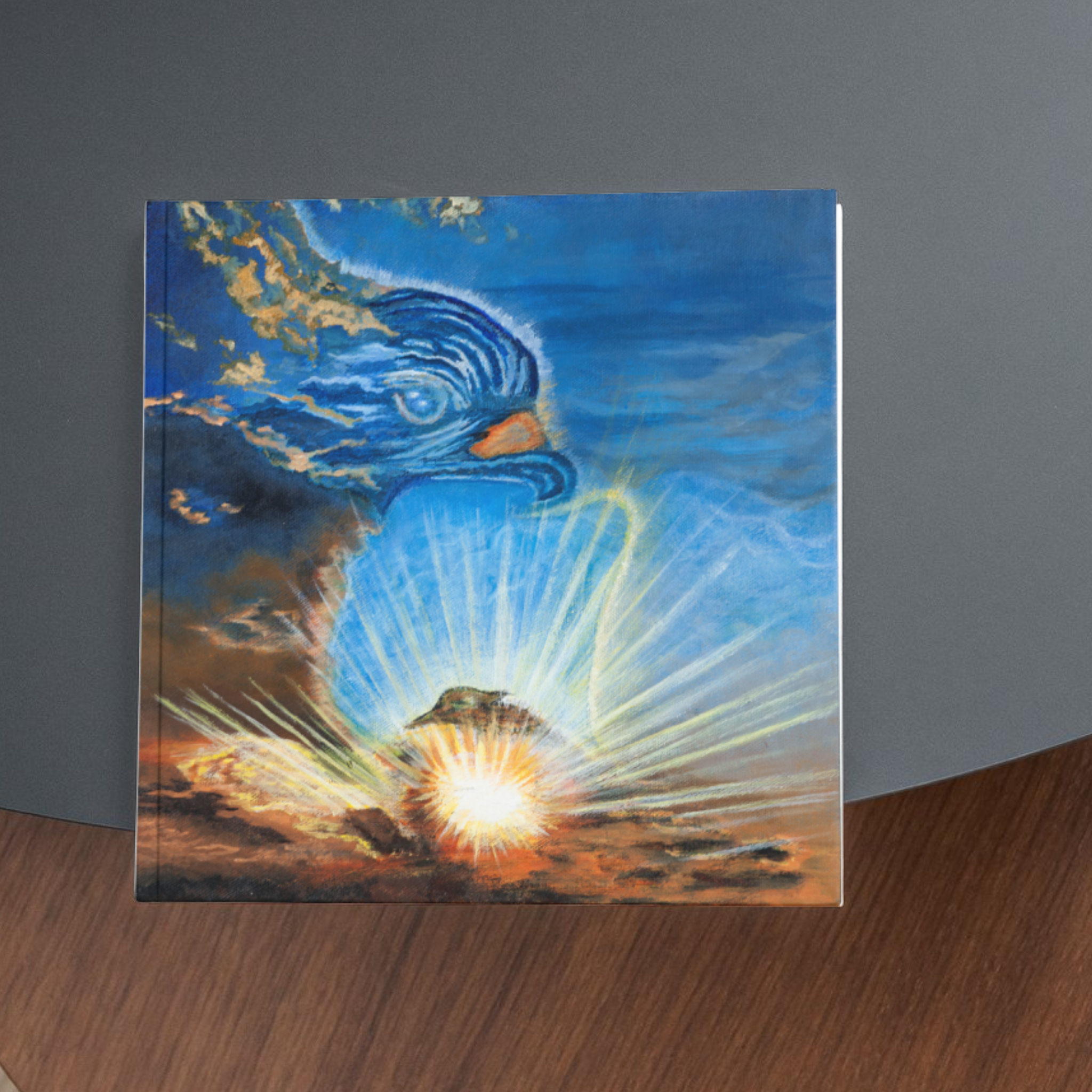 Messenger in the Sky Card – Greeting Card with Surreal Cloud Bird & Radiant Light Artwork