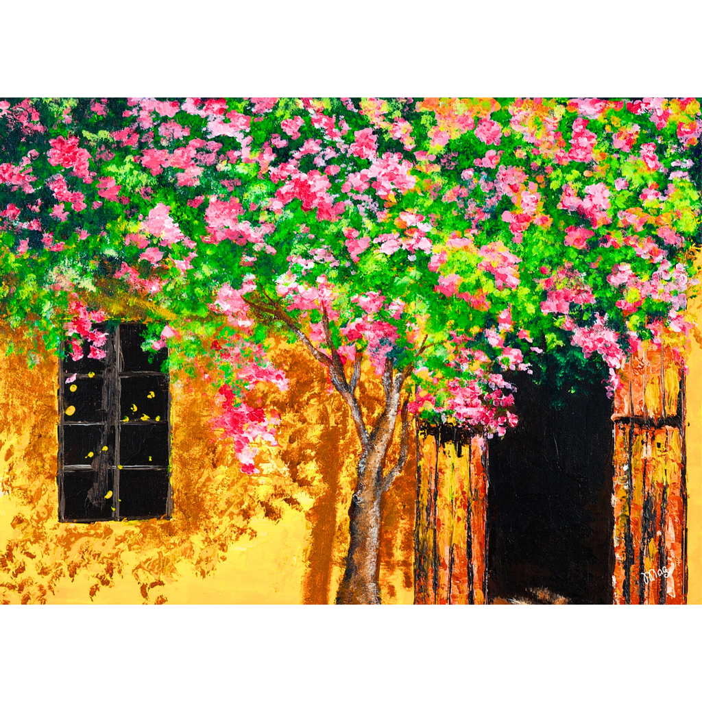 Summer Blossoms Canvas Print – A3 Cheerful Landscape Wall Art