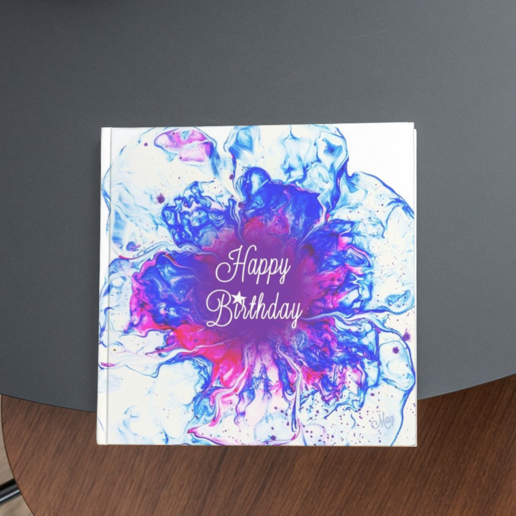 Celestial Bloom Card – Happy Birthday Greeting Card with Abstract Floral Design