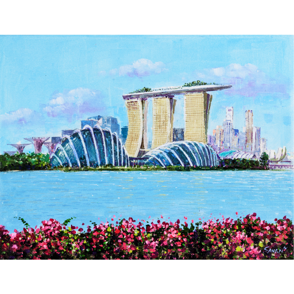 Marina Bay Sands & Gardens Canvas Print – A3 Singapore Landmark Wall Art