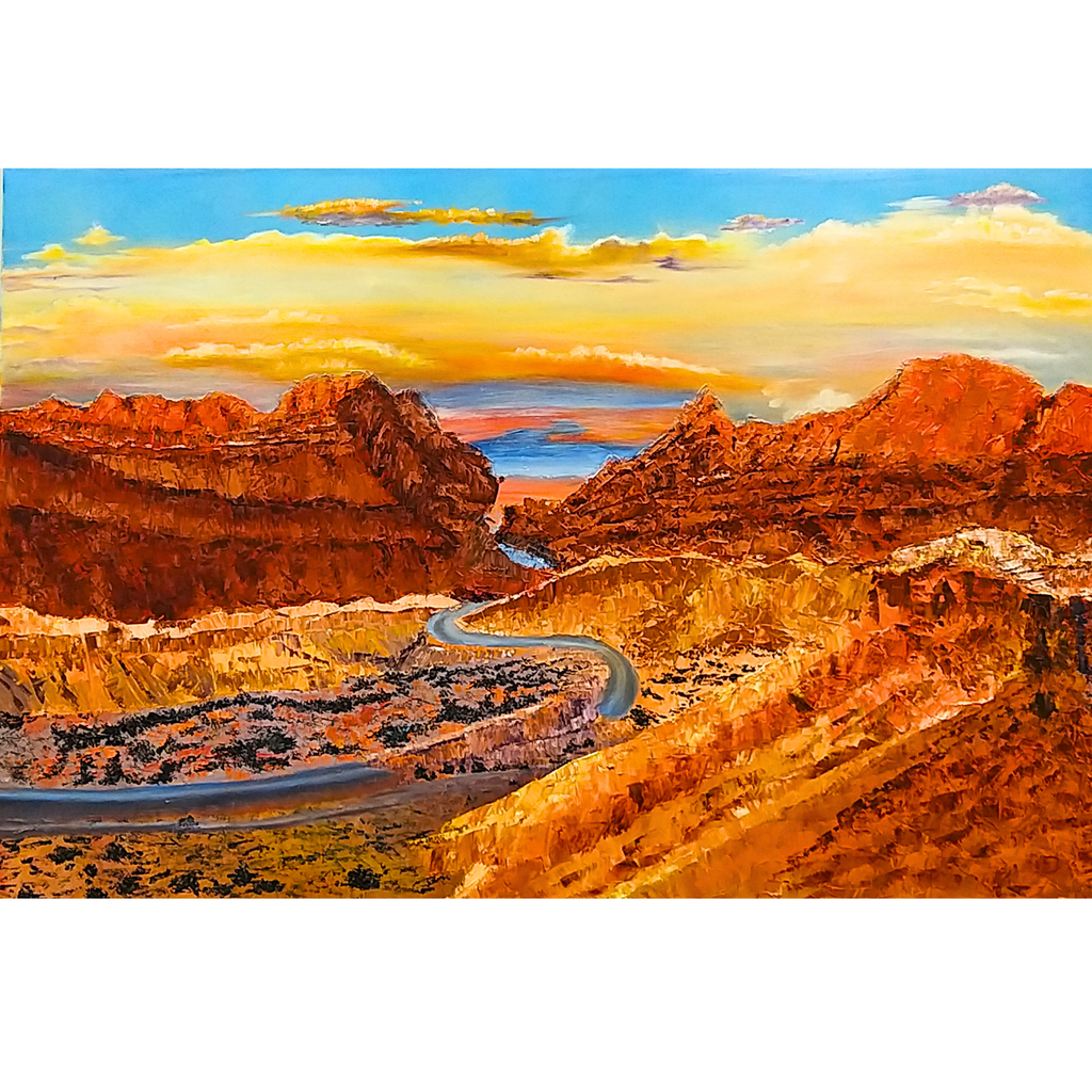 Sunset Canyon Landscape Card – Acrylic Painting Design