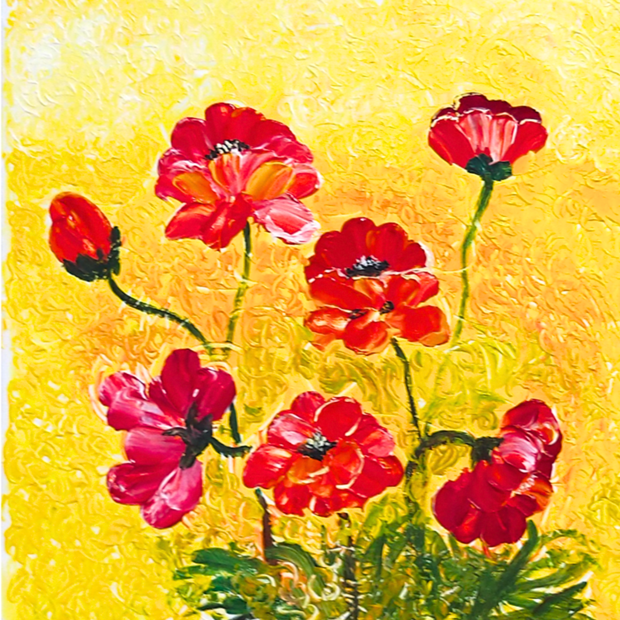 Golden Field Poppies Mug – Textured Floral Ceramic Coffee Mug